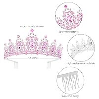 Vista 10 de SuPoo Kit de coronas de cumpleaños, banda y corona de cumpleaños, tiara de cumpleaños verde, corona de diamantes de imitación con peine