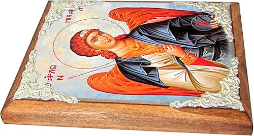 Miniatura 2 de Icono de madera griego cristiano ortodoxo madera del arcángel Miguel / AM30