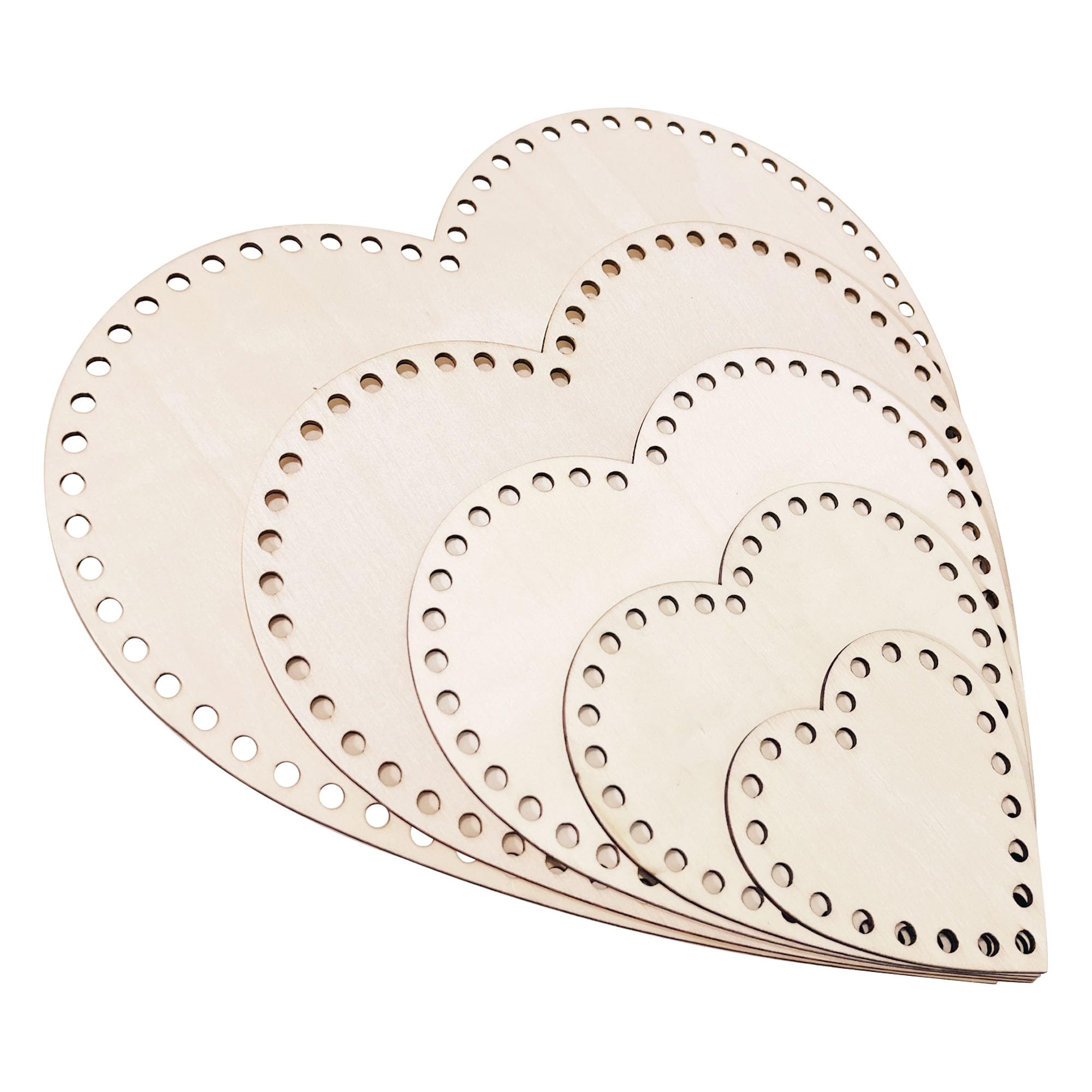 5 PCS Wooden Basket Bottom, Heart-Shaped Crochet Knitting Basket Wood Base Shaper for DIY Basket Craft Weaving Making Supplies