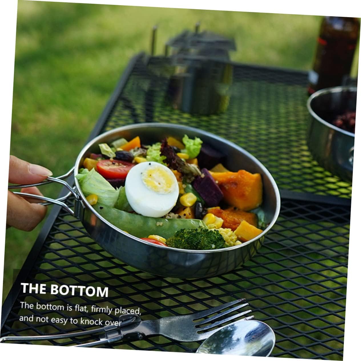 5pcs Stainless Steel Camping Cookware and Tableware for Outdoor Activities Hiking Picnic BBQ Easy to Drying Dining