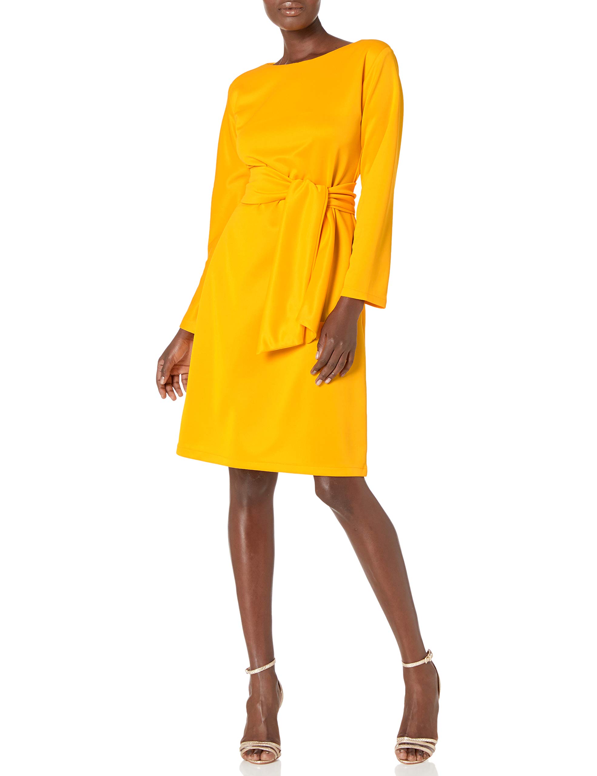 Maisalo Women's Jola Long Sleeved A-line Work with Tie Waist Belt Business Casual Dress