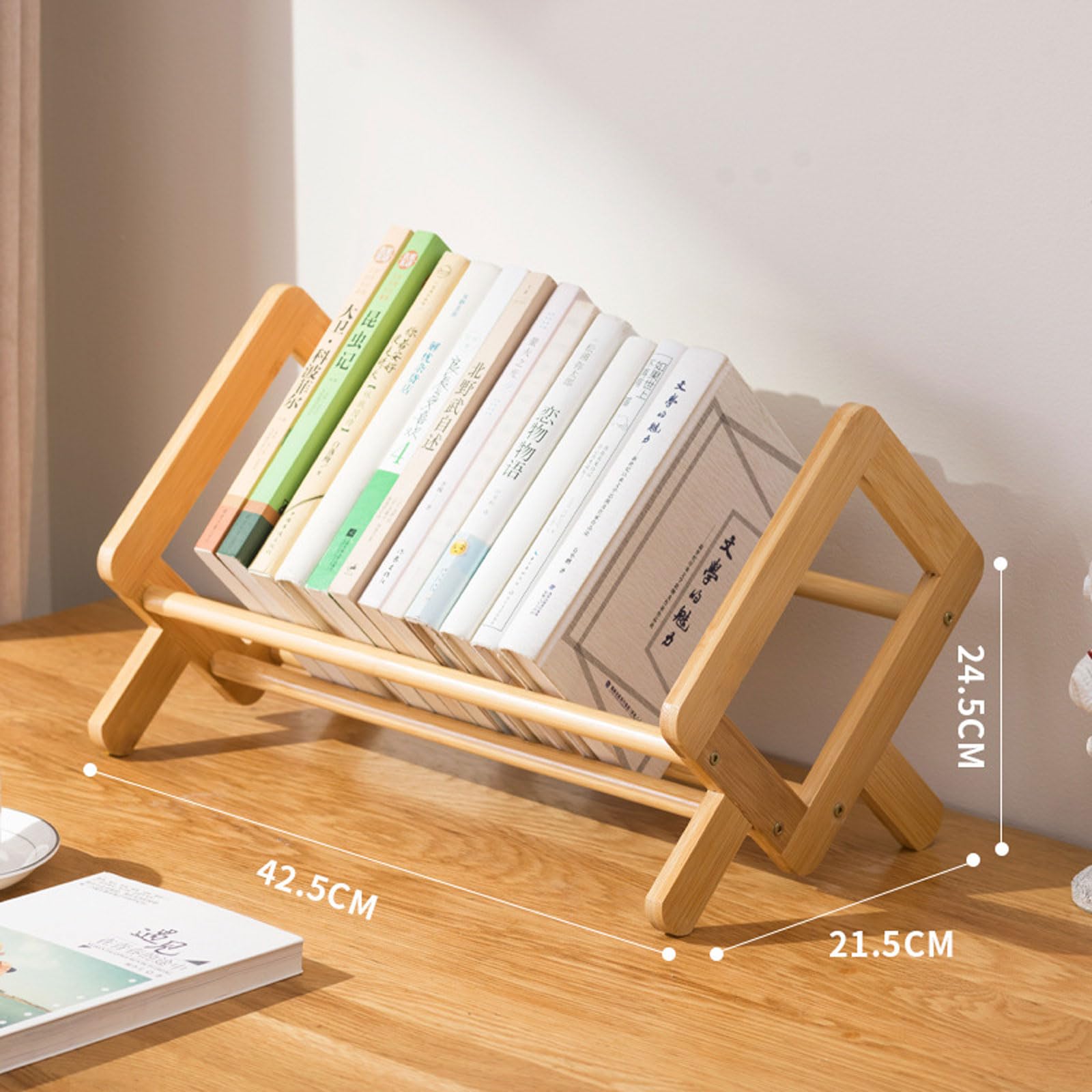 Libreria da tavolo in bambù, compatta libreria da tavolo e organizer da scrivania per piccoli spazi, ideale per casa e ufficio