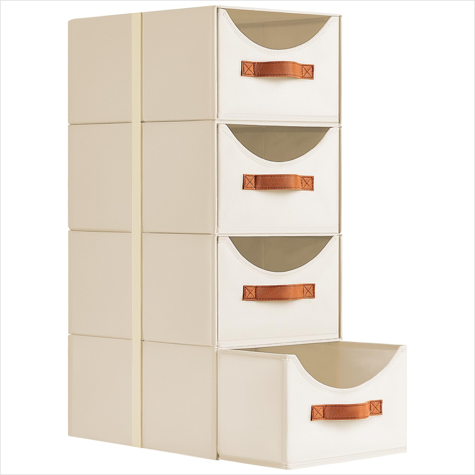 Homsorout Schubladenschrank Ordnungssystem - 4 Stück Aufbewahrungs Schubladenboxen Aufbewahrungsbox Stoff Faltboxen, Stapelboxen Kleiderschrank Organizer für Schrank, Dokumente