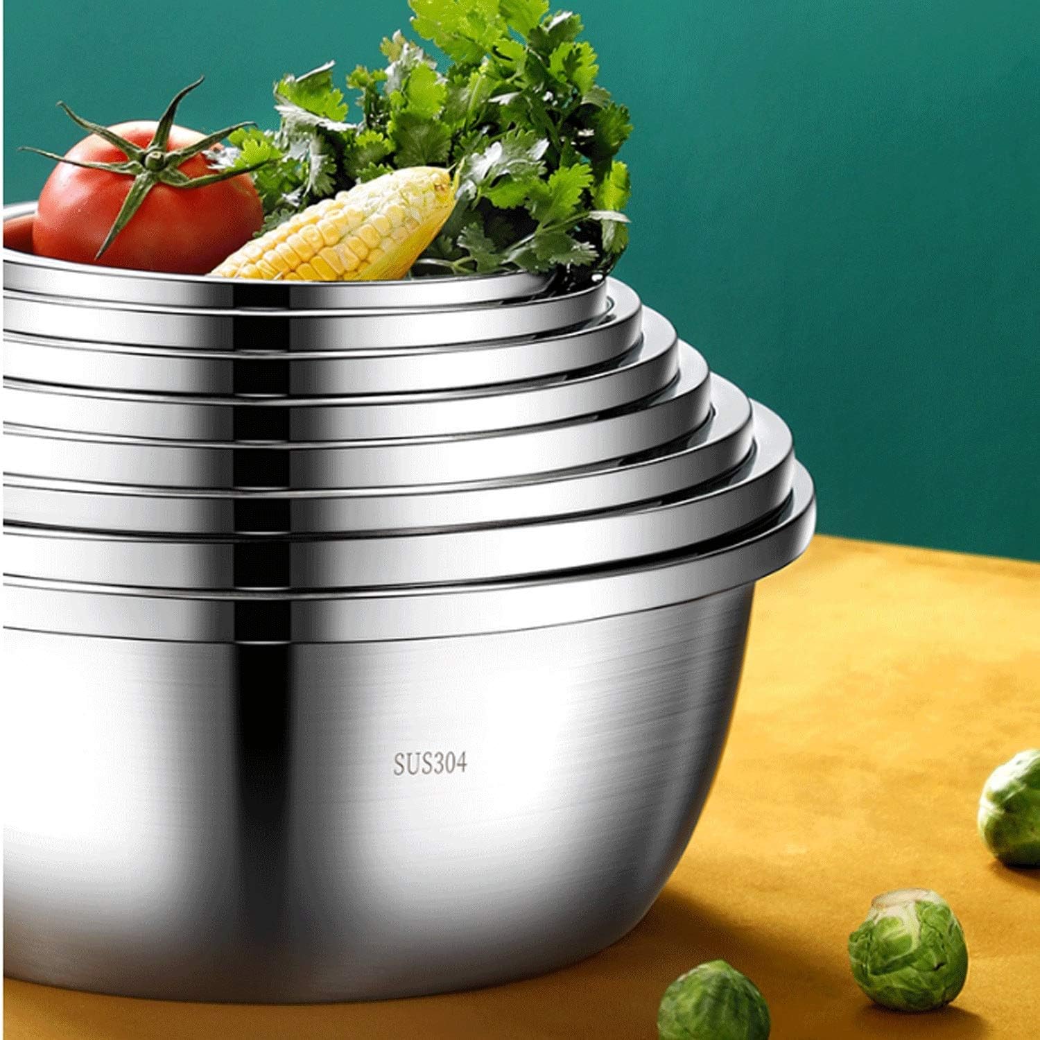 Mixing Bowls, 304 Premium Stainless Steel Mixing Bowls 8 Piece Set,Nesting Bowls for Space Saving Storage, Easy Grip & Stability Design Mixing Bowl Set Versatile for Cook Bowl
