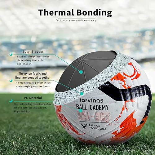 Miniatura 2 de Balón de fútbol tamaño 5 con bomba, piel sintética impermeable, entrenamiento profesional y pelota oficial de partido, incluye aguja de inflado y