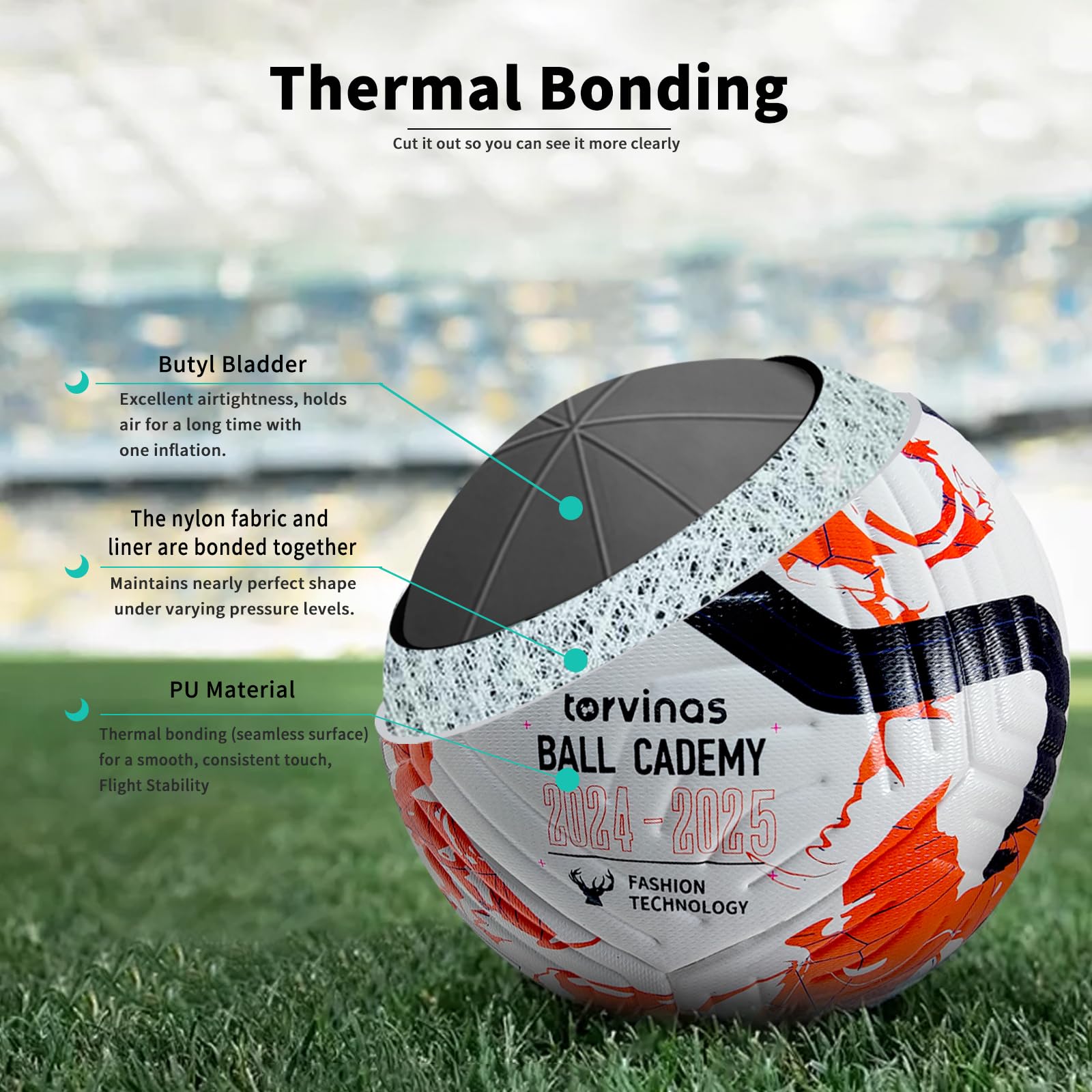 Balón de fútbol tamaño 5,4 – Piel sintética impermeable adherida térmicamente, entrenamiento profesional y pelota de partido para jóvenes y adultos, con bomba y bolsa, juego de regalo de