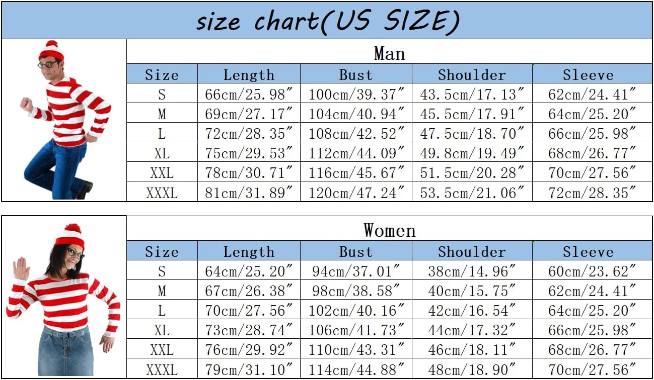 Agaati Red and White Striped Shirt Adult Women's Halloween Costumes,Funny Sweatshirt Outfit Glasses Suits - Image 6