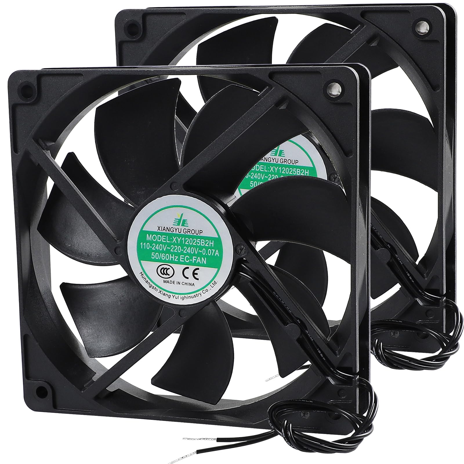 XY12025B2H EC 12025 Ventilateur de refroidissement, XY-12025B2H 110-240V ~ 220-240V 0.07A Boosting High Air Volume Boîtier Ventilateur Pièces de rechange, 50/60Hz, Taille: 120×120×25mm 2PCS
