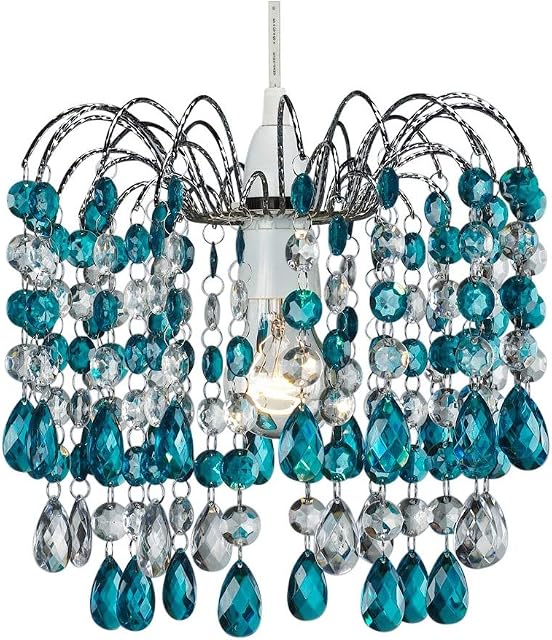 Contemporary Pendant Shade with Teal Acrylic Droplets by Happy Homewares