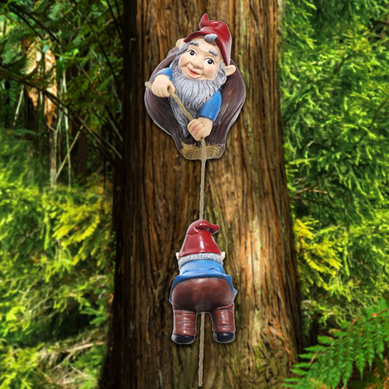 Climbing Gnomes Tree Hugger Decor-Gnomes Garden Tree Sculpture-Outdoor Whimsical Tree Statue-Garden Yard Art Decoration Ornaments