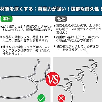 Amazon | 156個 有孔ボード パンチングボードフック 専用T型