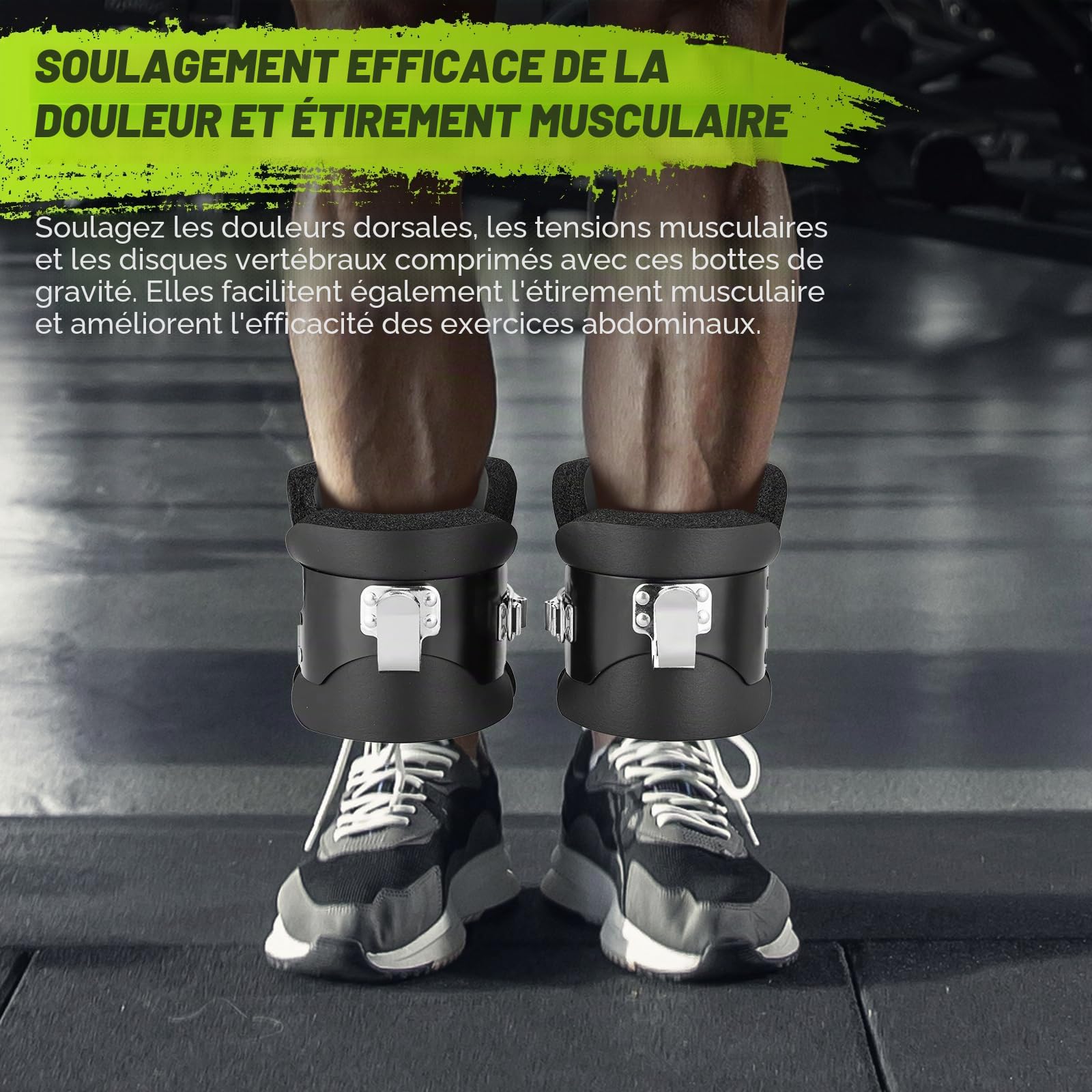 Bottes d'inversion à suspendre à l'envers avec 2 crochets de gravité, bottes d'inversion anti-gravité pour exercices de fitness, abdominaux, abdominaux, barre de thérapie