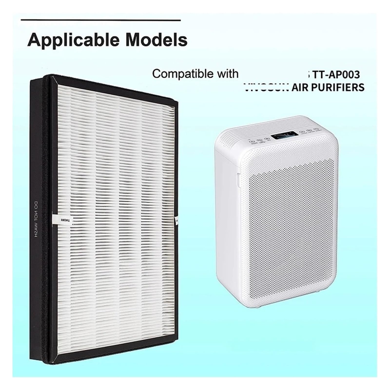 Filtro HEPA, Compatible With TaoTronics, For TT-AP003, Paquete De 2 5 En 1 | Elemento filtrante purificador de aire de repuesto, pieza de olor for eliminación de polvo de carbón activado