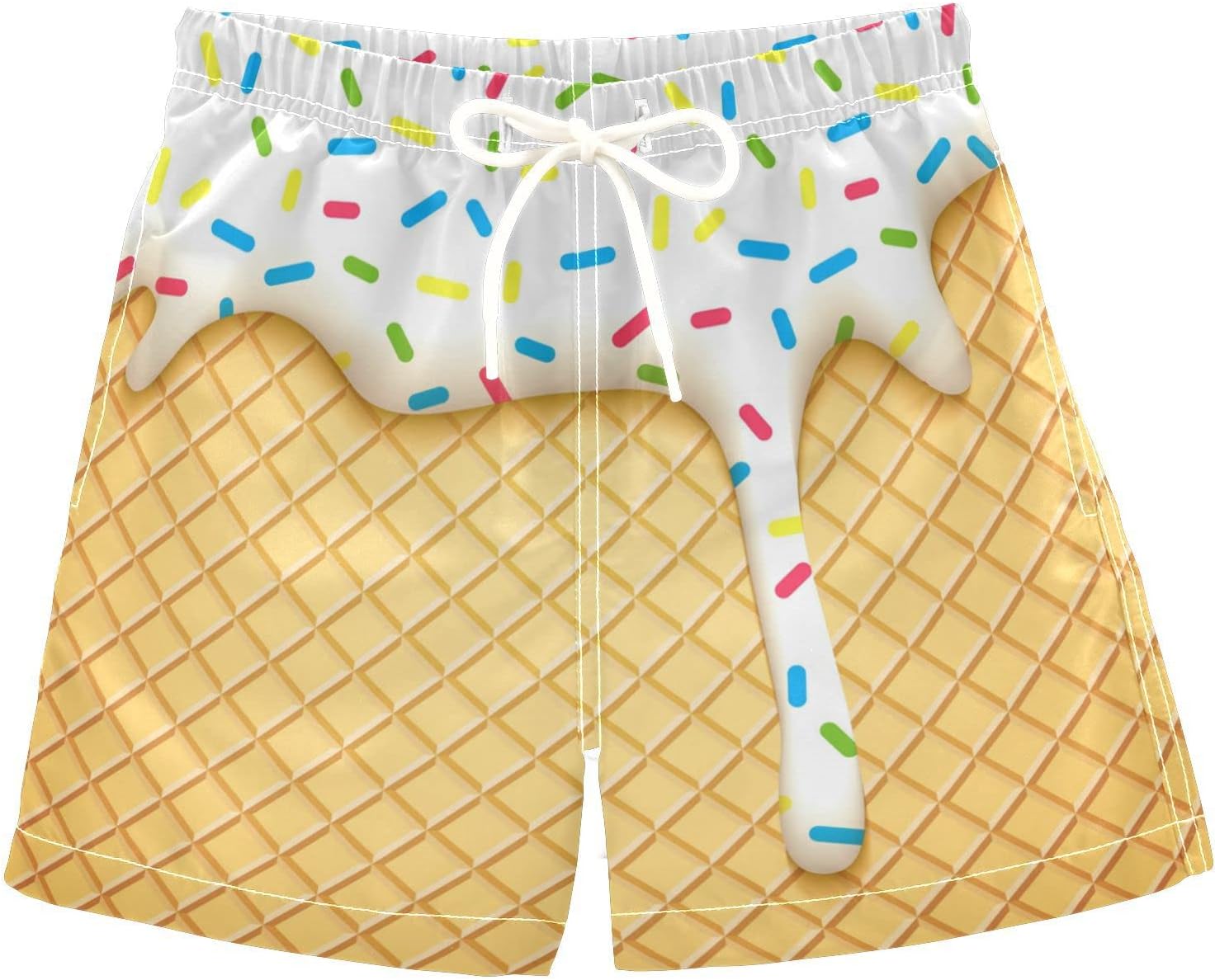 Blueangle Boys Swim Trunks with Boxer Brief Liner, Ice Cream Cone Boys Swimwear Quick Dry Bathing Suit Toddler Swim Trunks