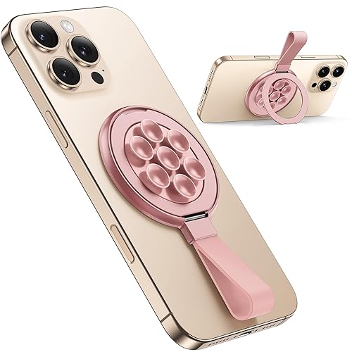 TAURI Magnético con Ventosa para Teléfono - Fijación Manos Libres para Superficies Lisas (Pared, Cristal, Salpicadero) - Ventosa para Teléfono Móvil Compatible con Smartphones Magnéticos, Rosa - Rosa