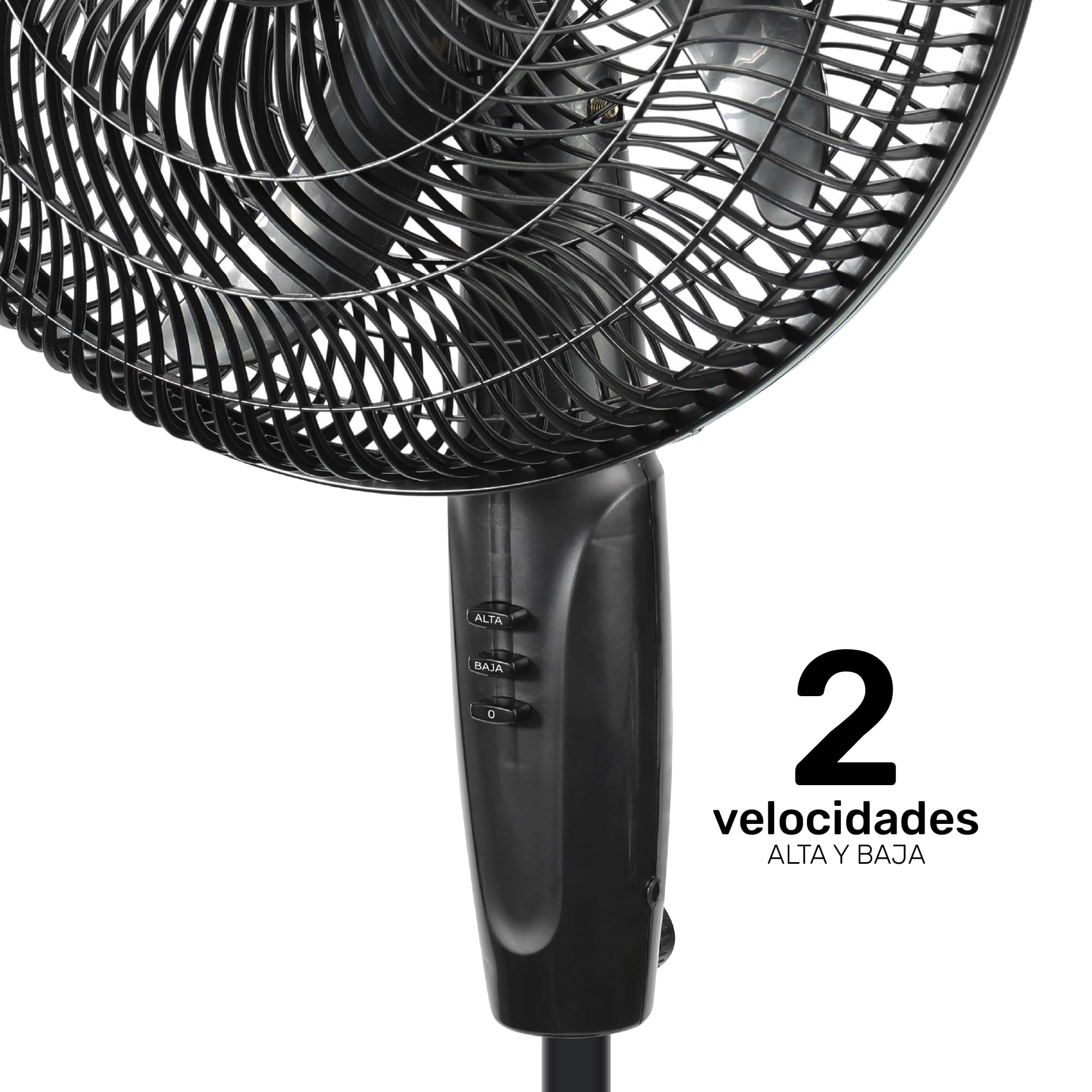 Practika Ventilatore a piedistallo da 16 pollici, 2 velocità, pratico e versatile, Crociera in metallo, altezza regolabile