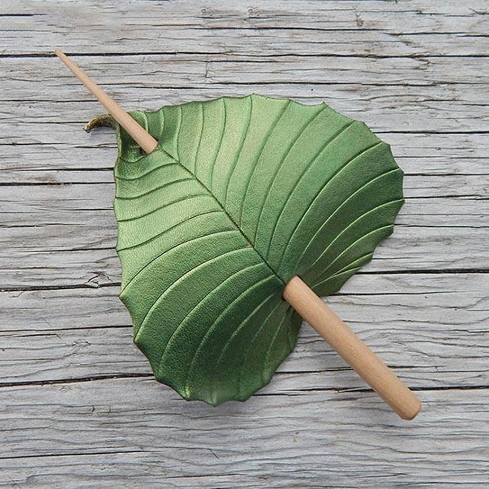 Chiyyak Retro Hairpin Blue Bird Green Leaf Hair Clip with Stick Personality Gift for Women Girls Party Cosplay Accessories - Image 2