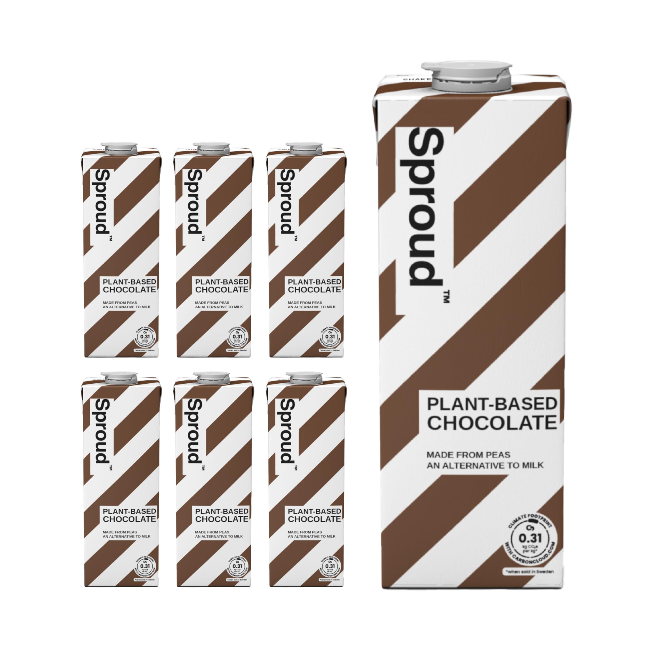 SPROUD - Plant-Based Milk, Low Sugar, Low Carb, High Protein, Long Life, Powered by Peas, Cocoa-rich and Creamy (Chocolate) (6 x 1L)