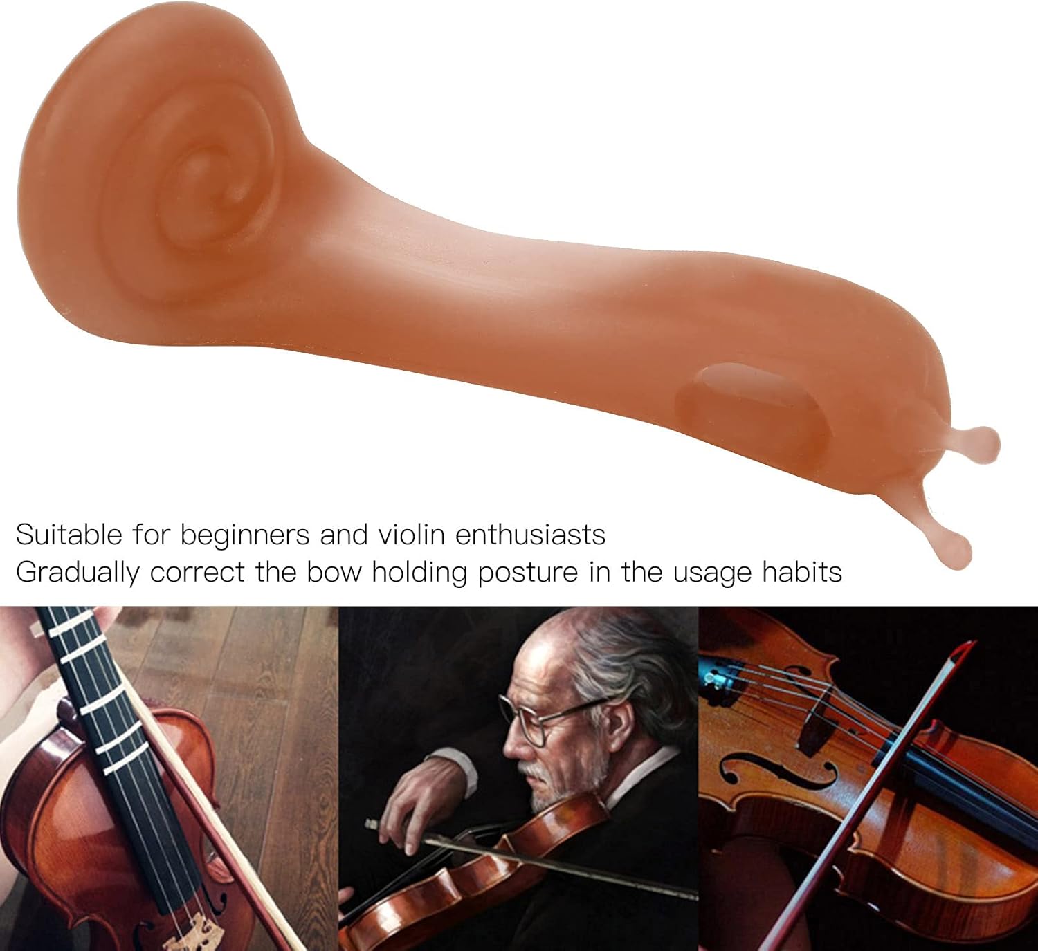 Violin Bow Holder Snail Shaped Teaching Aid Grip Corrector Stand for Beginners Viola Players and Music Enthusiasts(Brown)