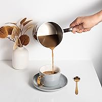 Vista 4 de IMEEA - Calentador de leche y cafetera turca de acero inoxidable 18/10 de tres capas con pico (30 oz/900 ml)