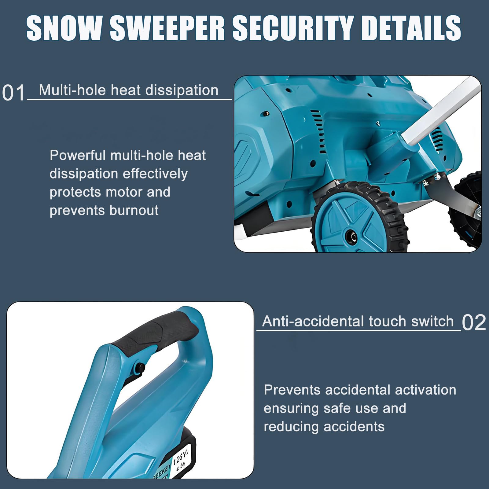Spazzaneve elettrico senza fili, per esterni, larghezza 40,7 cm e profondità 20 cm, per verande e passerelle invernali, include 2 batterie