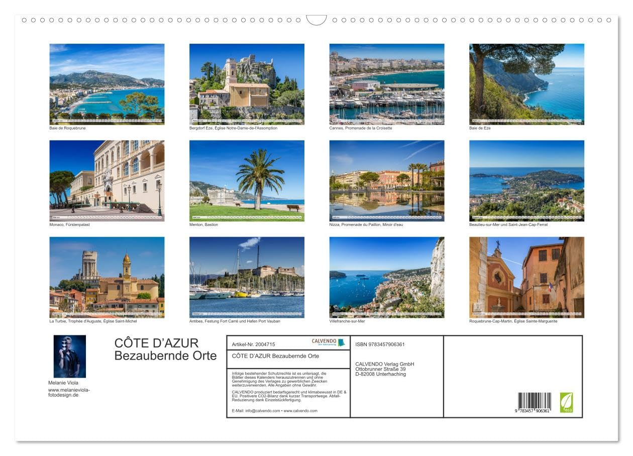 CÔTE D’AZUR Bezaubernde Orte (Wandkalender 2026 DIN A2 quer), CALVENDO Monatskalender: Impressionen aus Südfrankreich und Monaco (CALVENDO Orte)