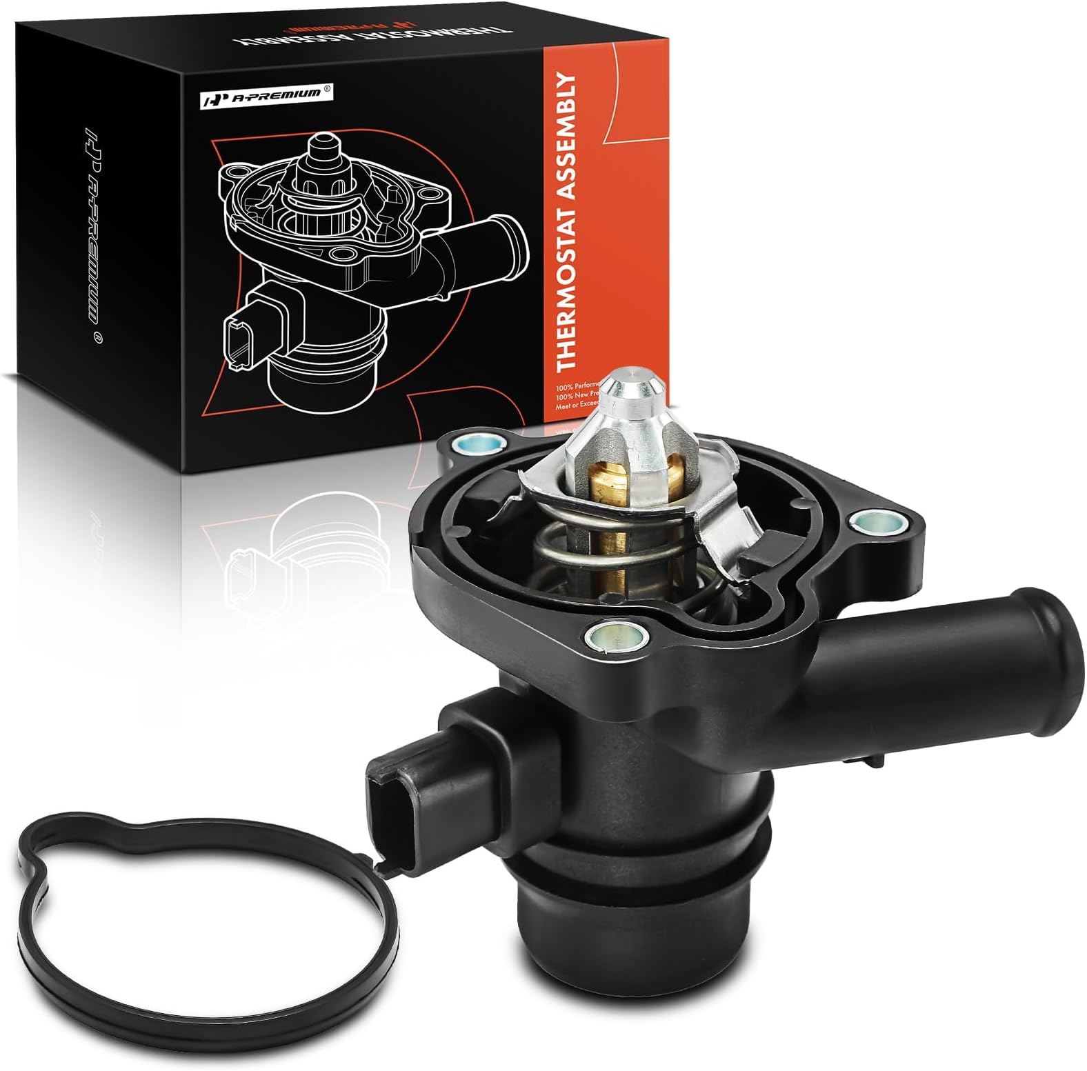 A-Premium Thermostat Housing Assembly W/Sensor & O-Ring & Gasket & Thermostat [4Cyl 1.4L] Compatible with Chevy Sonic 12-19, Cruze 11-15, Trax 13-19 & Buick Encore 13-19, Replace# 55579010, 55565336