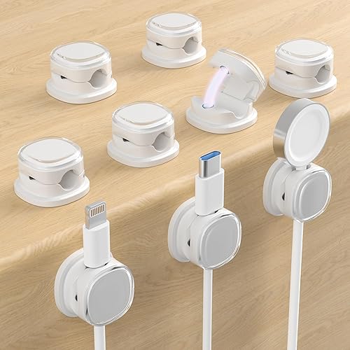 Miniatura 14 de Clips magnéticos para cables, soporte ajustable para gestión de cables, organizador adhesivo para mantener cables para hogar, oficina, escritorio,