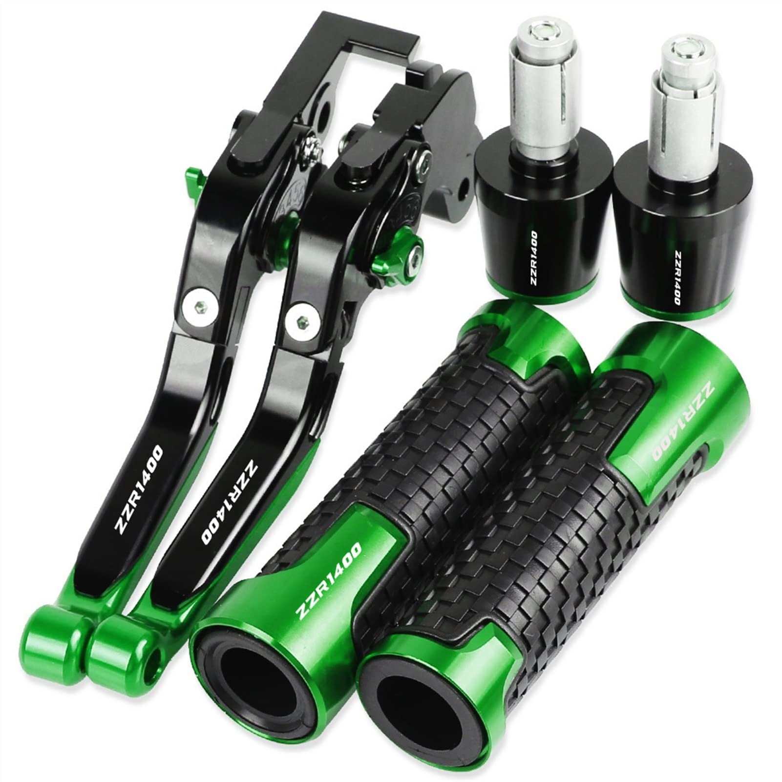 pour Kawasaki ZZR1400 ZZR 1400 2006-2016 Moto CNC Accessoires Frein Leviers d'embrayage Guidon Réglable Pliant Extensible avec Logo Stretch (Couleur : Vert)