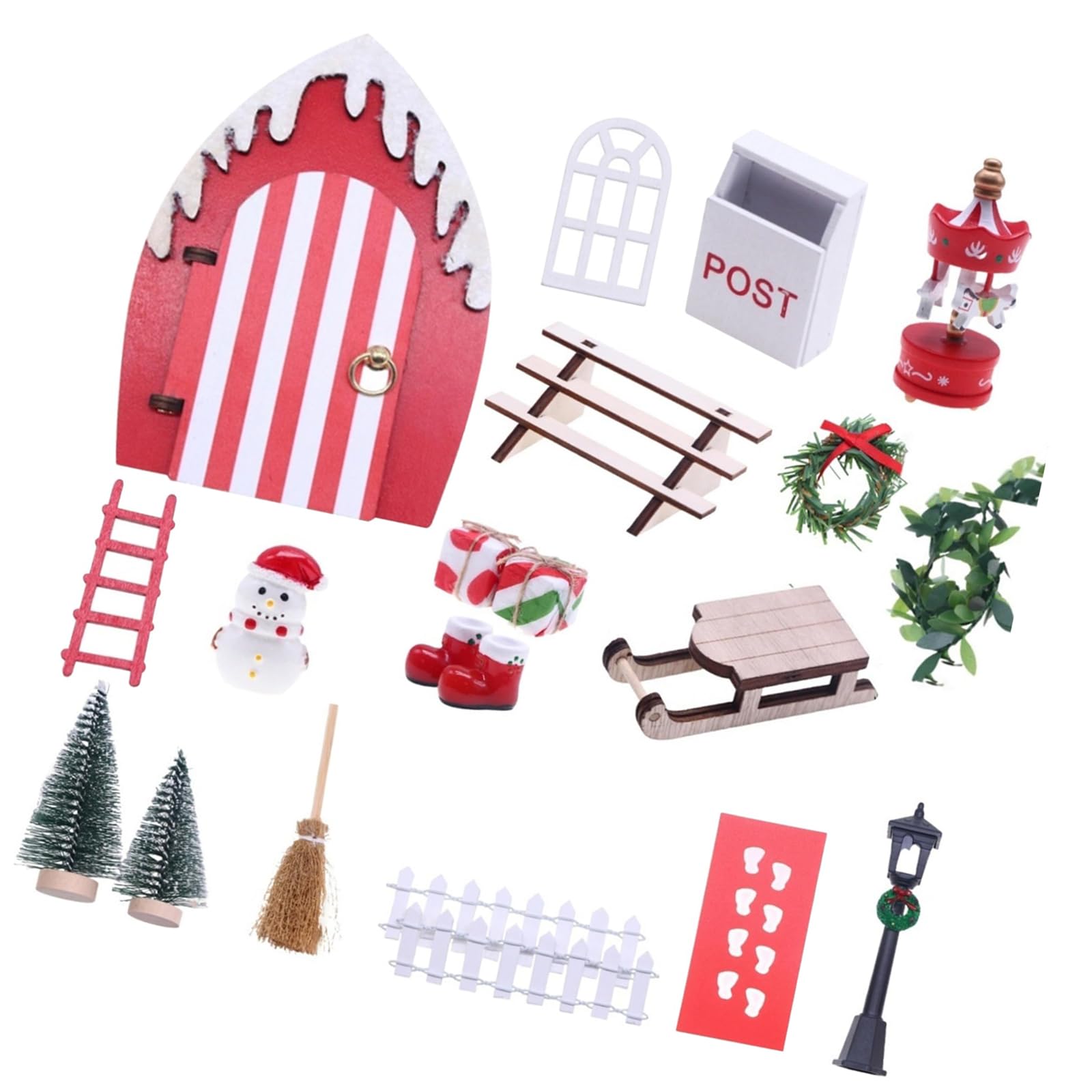 Msioytog Christmas Door Decoration Set with Tiny Addons Like Snowfigure Ladder Wreath for Handworked Holiday Craft Undertakings Tiny Christmas Model Set
