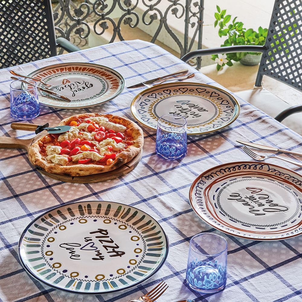 Andrea Fontebasso Set 4 Piatti Pizza Ø33 cm in porcellana - Linea Cinzia (Cuore)