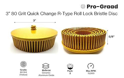 Miniatura 127 de Paquete de 10 discos de cerdas abrasivas de óxido de aluminio y cerámica con bloqueo de rollo de cambio rápido, compatible con soportes Roloc, 10