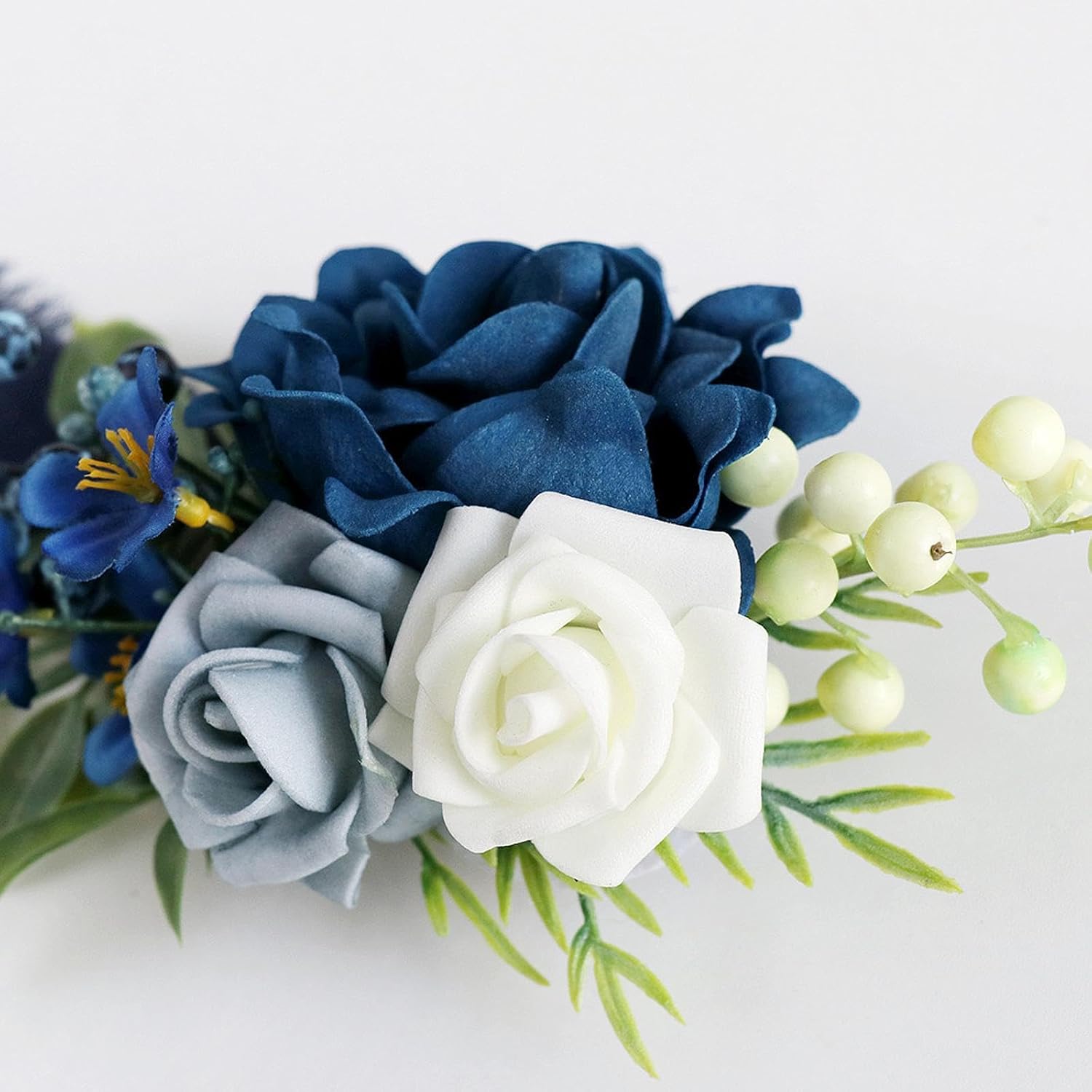 Shoulder Corsage Set of 6, Blue White Floral Chest Brooch for Prom Wedding Anniversary