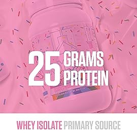 RYSE Loaded Protein Powder - Jet-Puffed Birthday Cake - 25g Whey Protein Isolate & Concentrate with Prebiotic Fiber & MCTs - Low Carb, Low Sugar, Digestive-Friendly - 27 Servings / 2 lb Tub