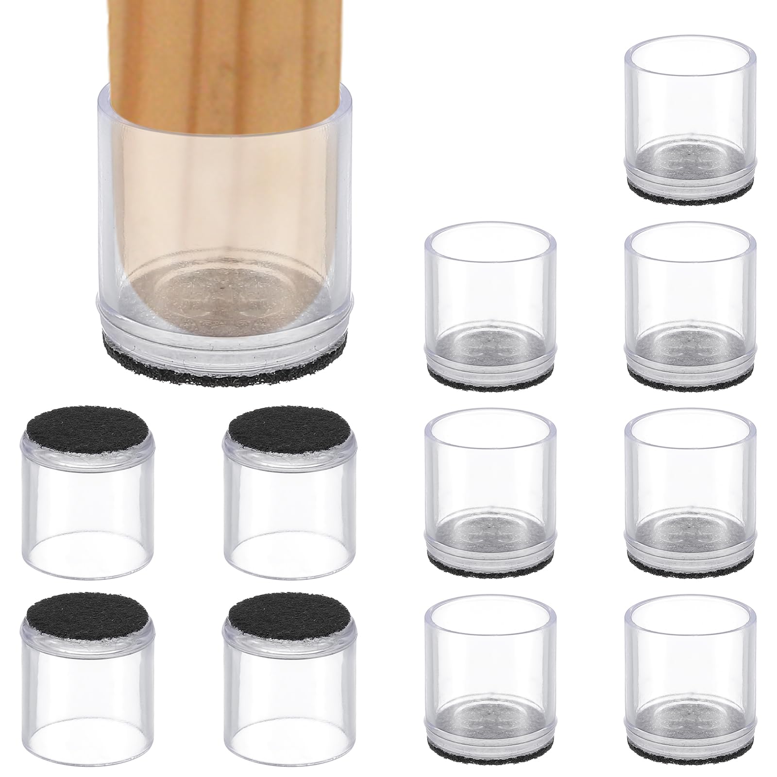 PATIKIL Chair Leg Floor Protector for Hardwood Floors 12 Pcs Round PVC Felt Fit 0.75" Furniture Leg Cap Furniture Feet Cover Furniture Feet Carpet Small Slider