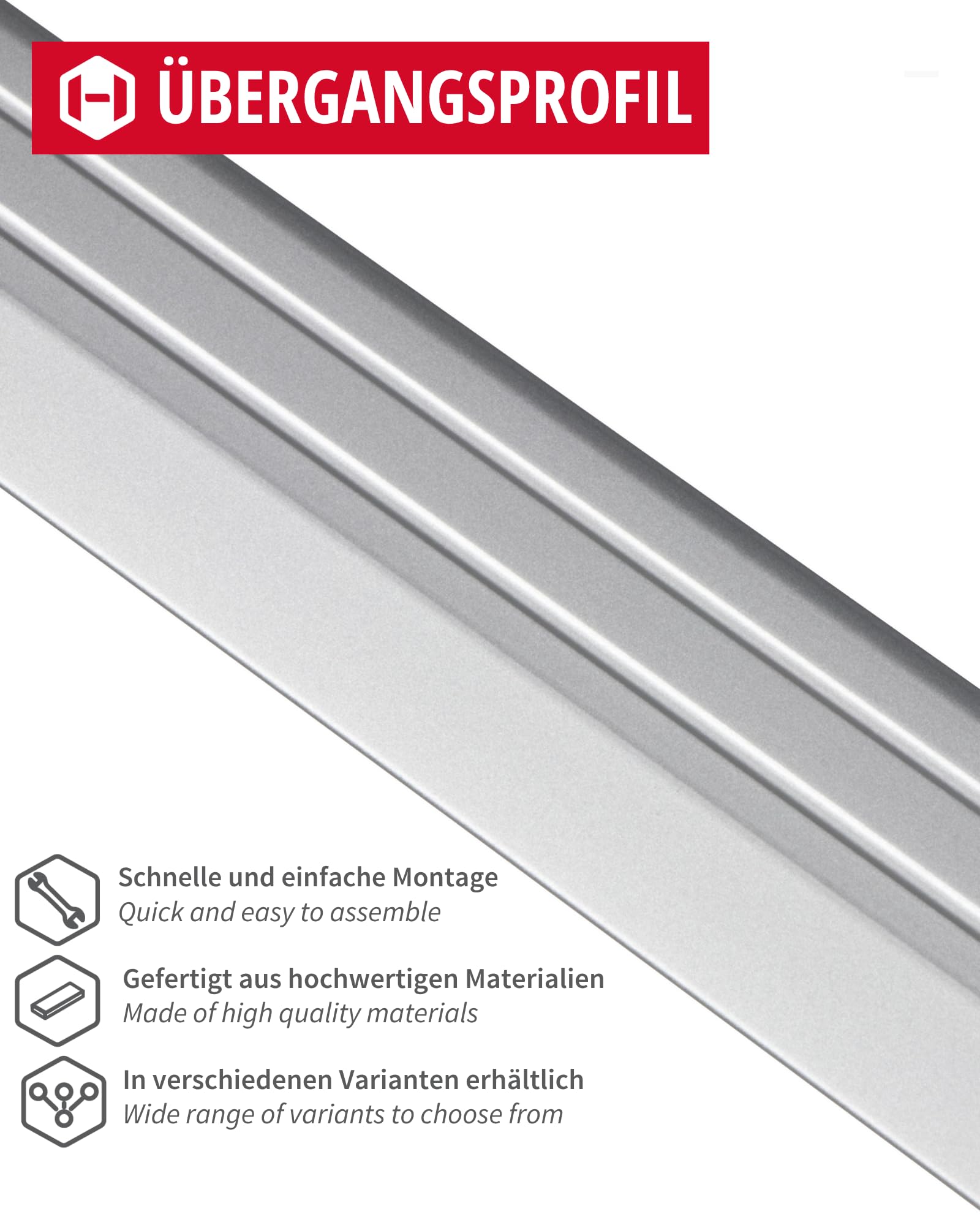 Gedotec Profilo di transizione in alluminio perforato | 1 pezzo - profilo terminale in alluminio | compensazione dell'altezza del profilo base/pavimento
