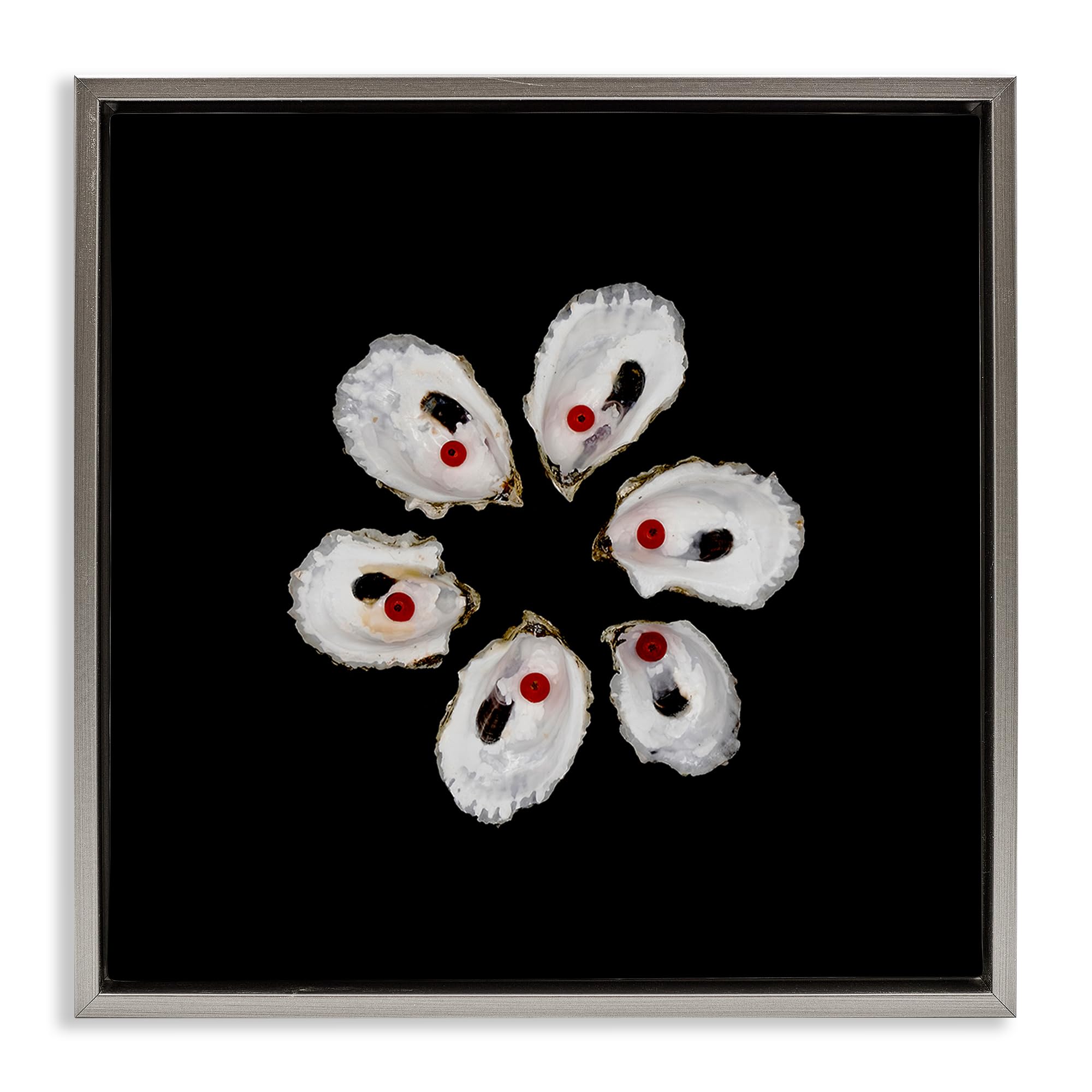 Stupell Industries Luster Gray (Matte) 'Oyster Shells Symmetry'| Floating Frame Canvas Art