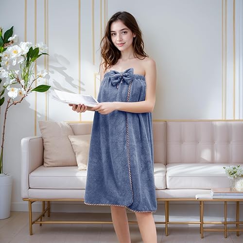 Miniatura 10 de Toallas envolventes de baño para mujer, envoltura ajustable de spa para ducha con bata de baño para hotel, para sauna, playa, piscina, gimnasio,