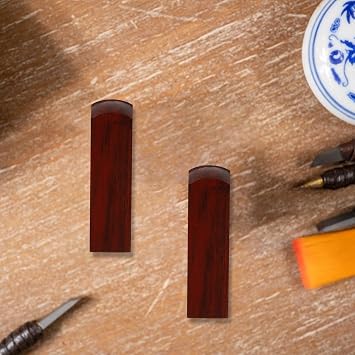 2pcs Red Sandalwood Square Wooden Stamps for Scrapbooking DIY Crafting, 20x60mm Wood Block Signature Calligraphy Seals for Art and Paper Projects