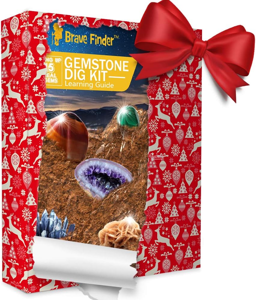 CAPKIT Gemstone Gem Dig Kit, STEM Educational DIY Toys Science Kit - Dig Up 15 Unique Real Gemstone, Rocks, Mining Unique Gifts, Archaeology - Best Gifts for Boys & Girls Kid Toys : Toys & Games