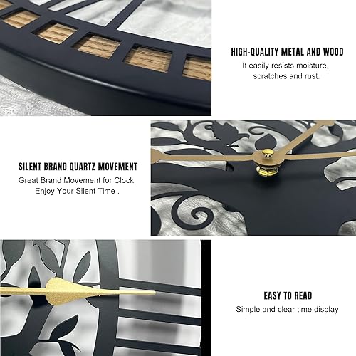 Miniatura 2 de Relojes de pared para decoración de sala de estar, reloj de pared grande del árbol de la vida, silencioso y sin tictac, adecuado para decoración de