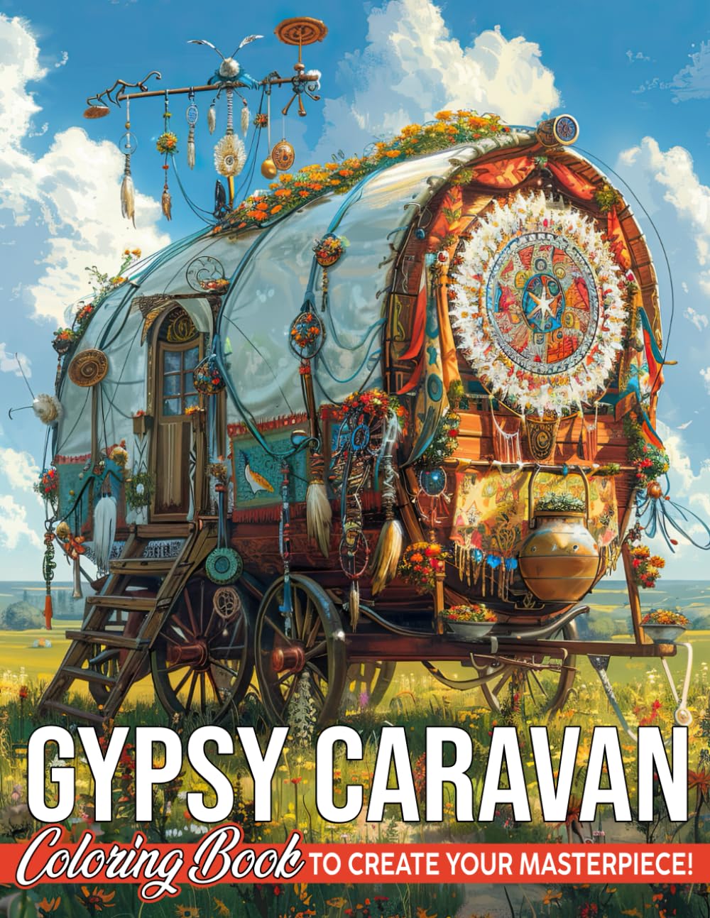Gypsy Caravan Coloring Book: Colorful Nomadic Journeys Coloring Pages Of Detailed Vehicle For All Ages To Have Fun | Ideal Gift For Special Occasions
