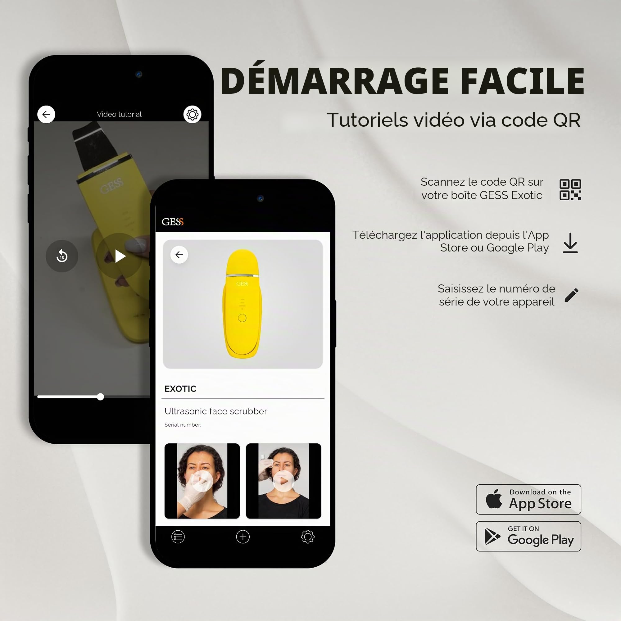 GESS Appareil de lifting facial par ultrasons exotique - peeling doux, raffermissement de la peau, soin anti-âge avec chromothérapie