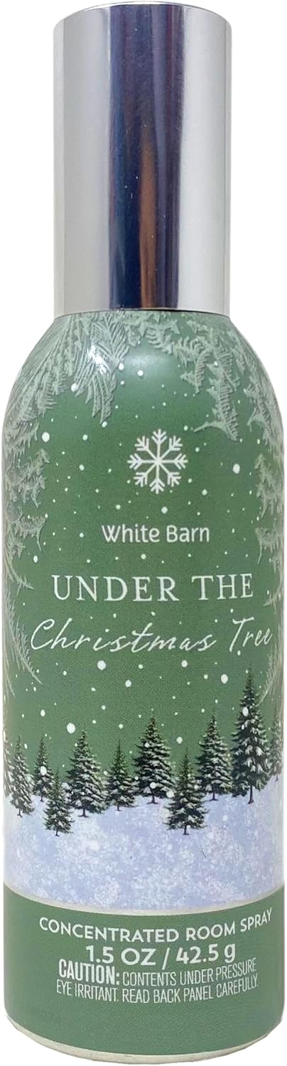 Bath & Body Works Under The Christmas Tree Concentrated Room Spray 3 Piece Bundle with a Natural Oats Sample Soap