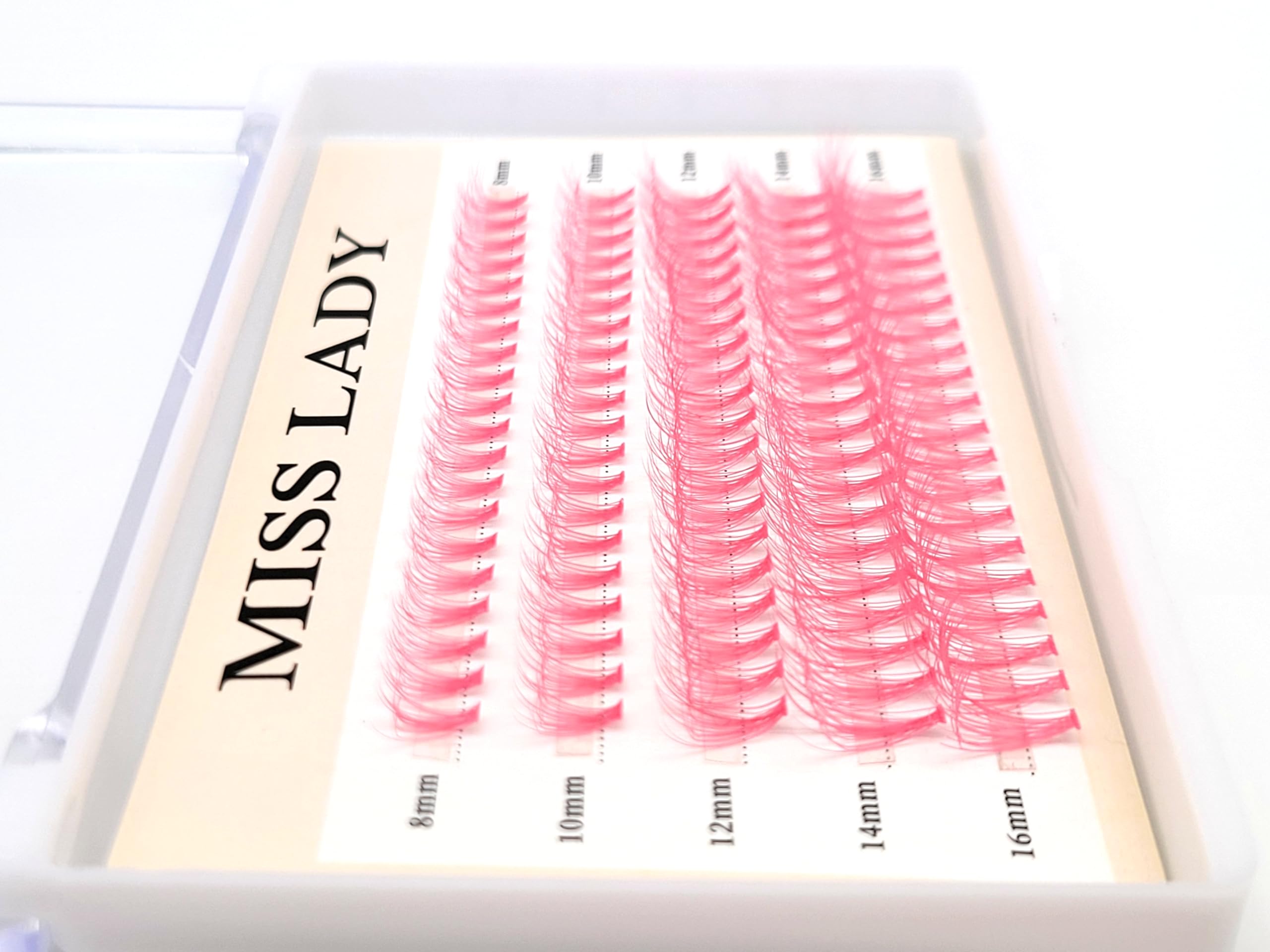 Kolorowe różowe skupiska do rzęs, 3D Volume 20D Curl C, grubość 0,10 mm, długość 8-16 mm mieszana taca, 100 szt. różowych skupisk różowych rzęs