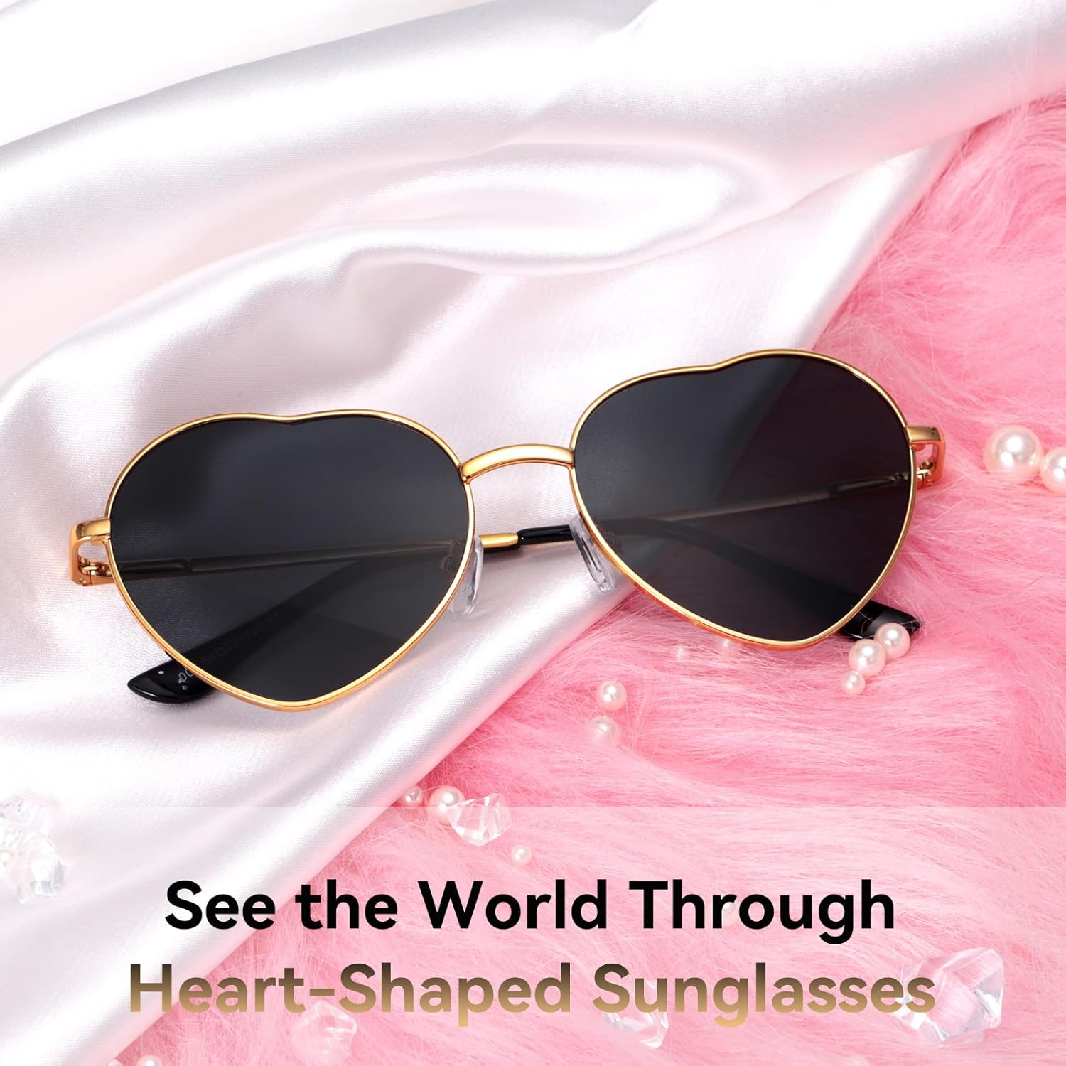 Dollger Heart Sunglasses Thin Metal Frame Lovely Heart Style for Women - Image 2