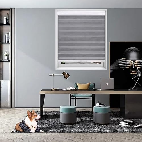 Miniatura 2 de Persianas de cebra sin cordones personalizadas persianas horizontales y persianas enrollables de doble capa control de luz transparente o de