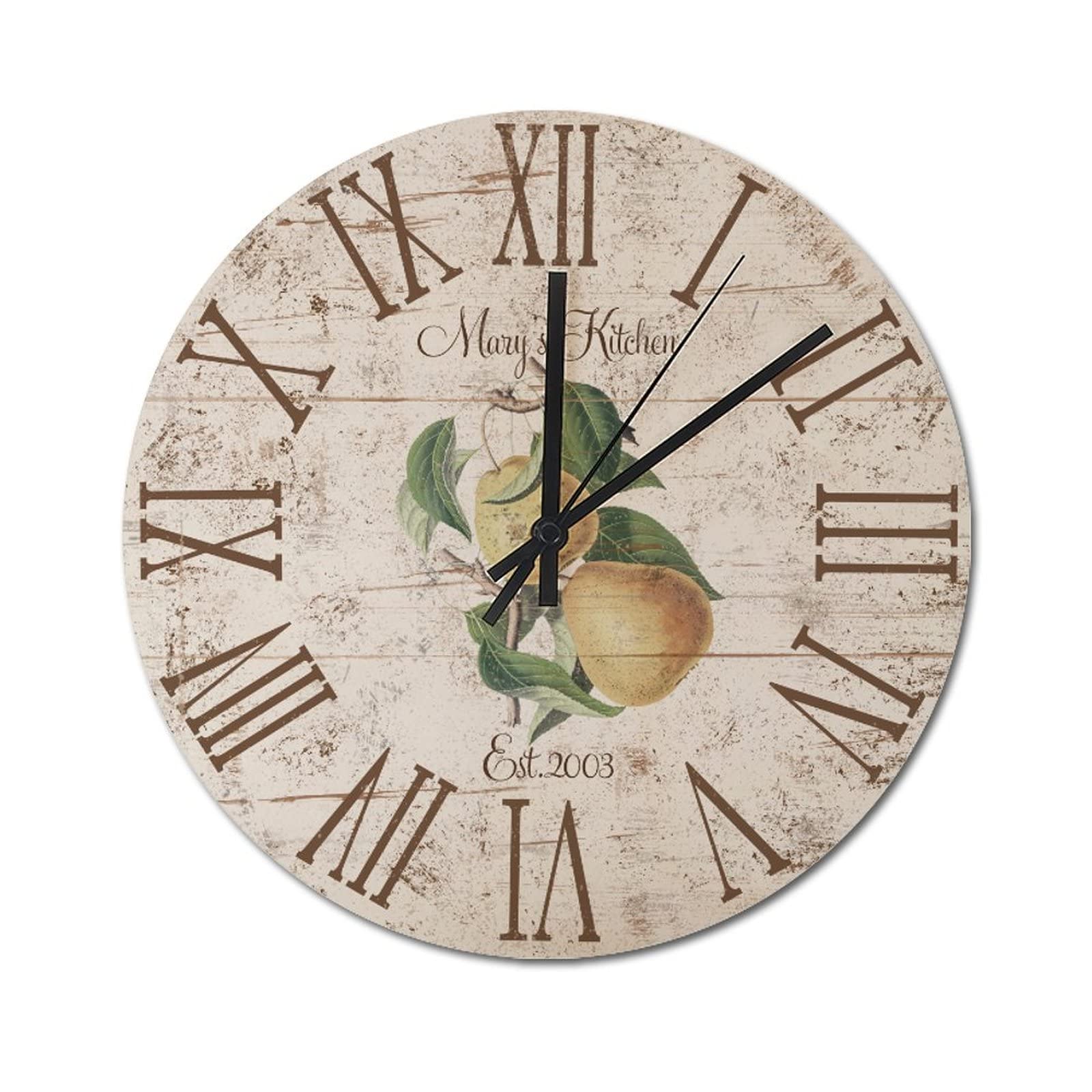 Horloge murale ronde à quartz 38 cm motif fruits pour la cuisine