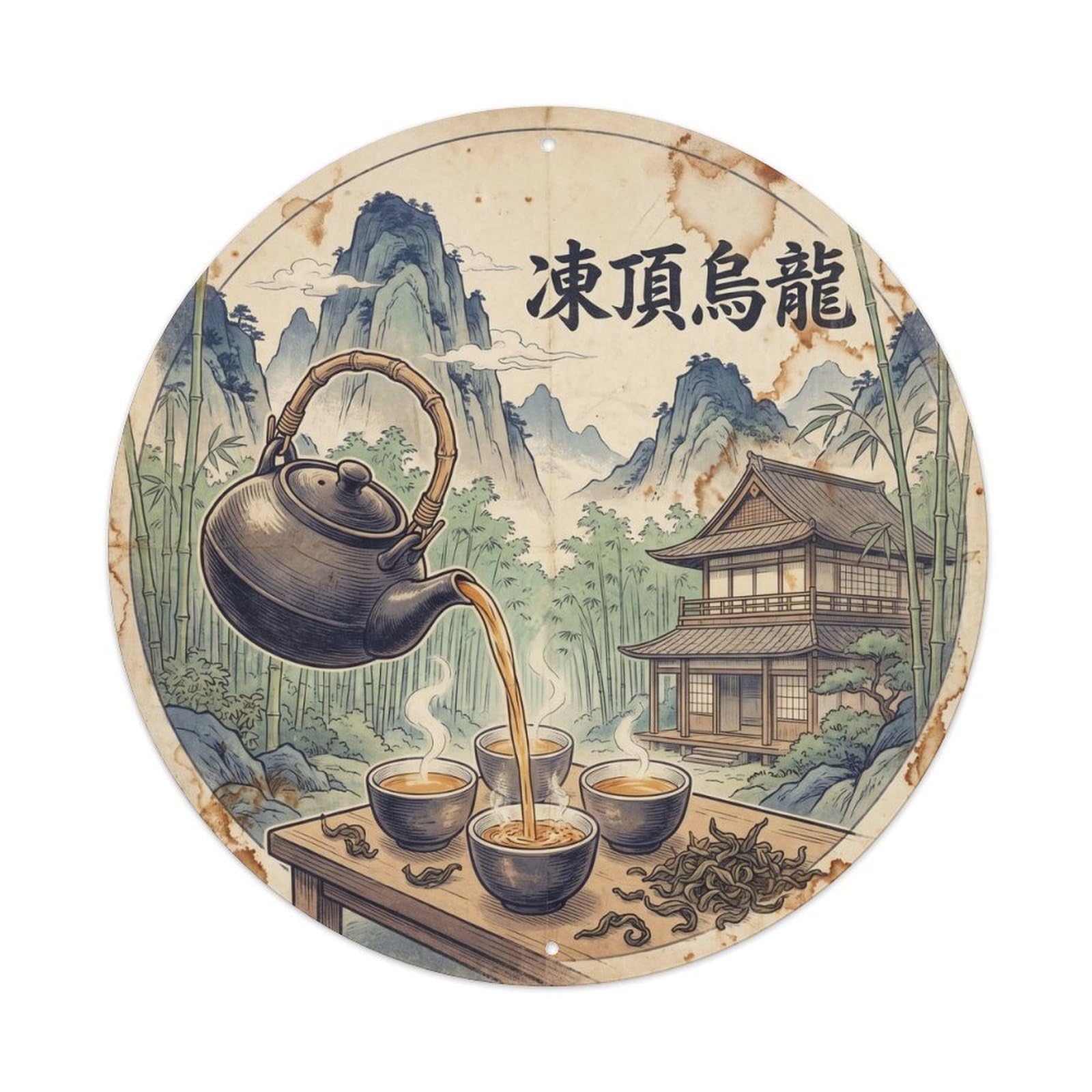 Taiwan Travel Tea Herbal Infusion Classic Woodblock Metal Tin Sign