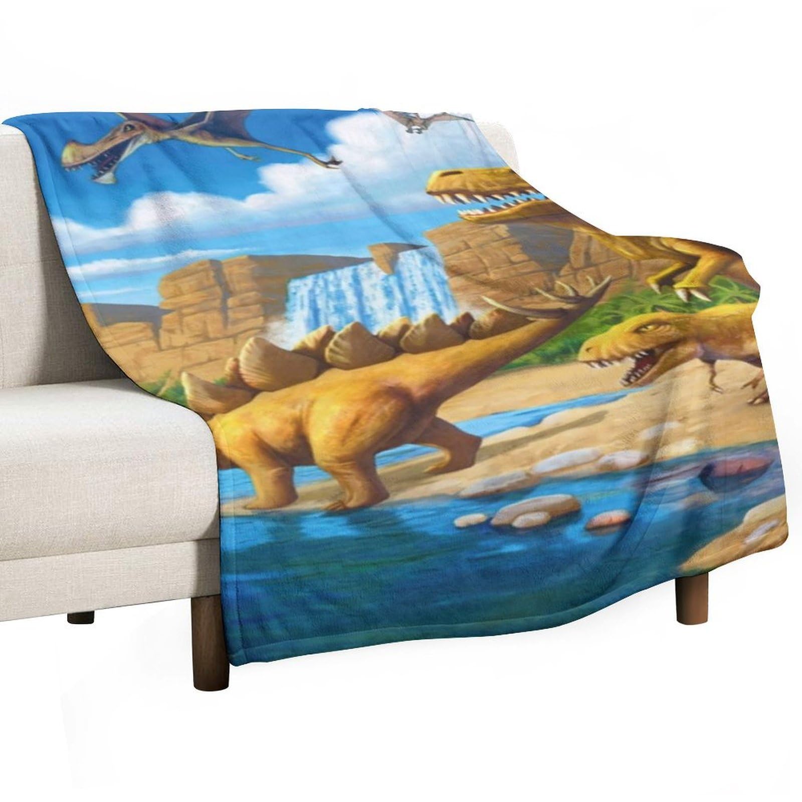 MHYRAC Flannel Blanket, Dinosaur Carnivoros Throw Blanket for Couch Sofa Bed Office, Soft And Comfortable Without Pilling